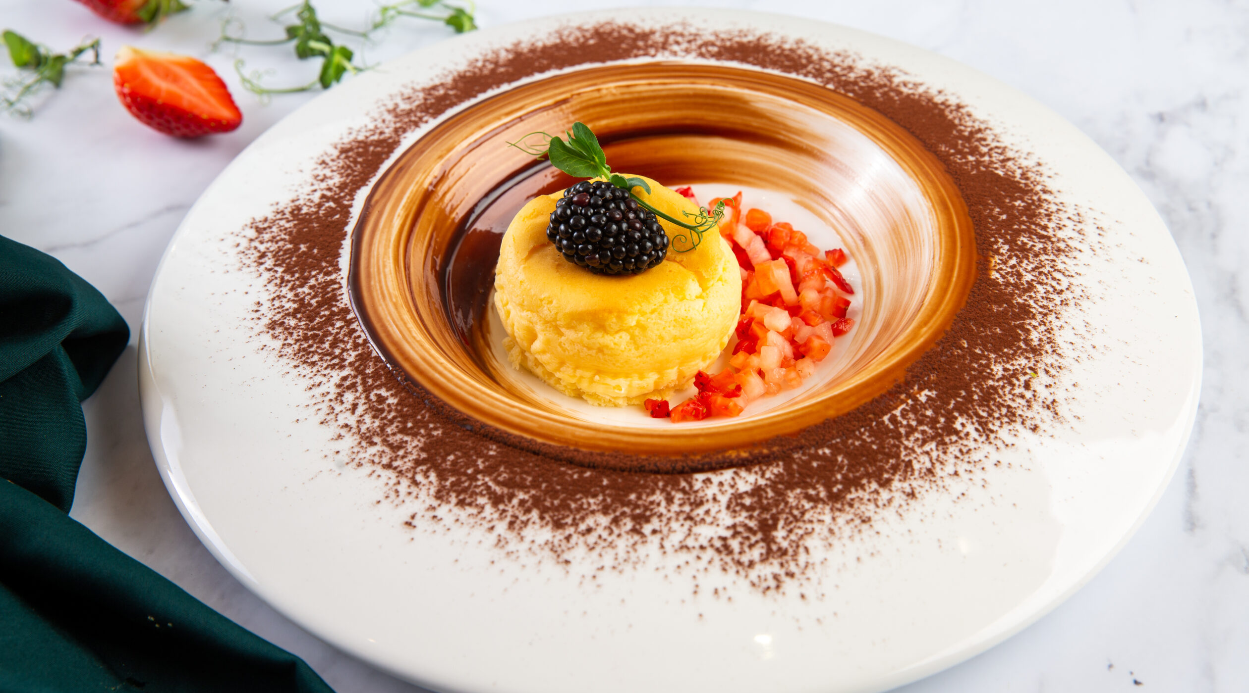 Plate of custard dessert at Tenggara