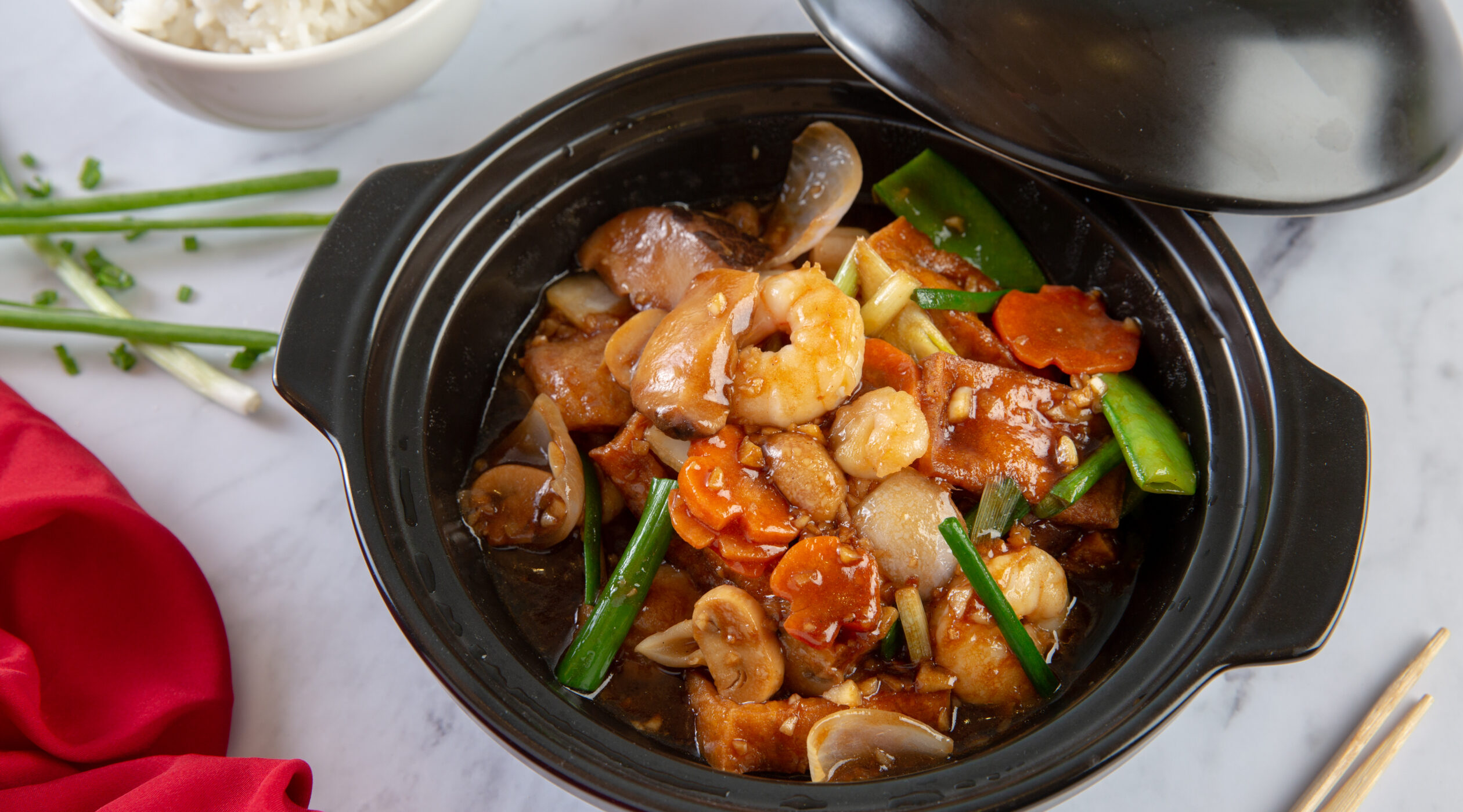 Bowl of Shrimp & Vegetables dish from Park Regis Kris Kin's Tenggara